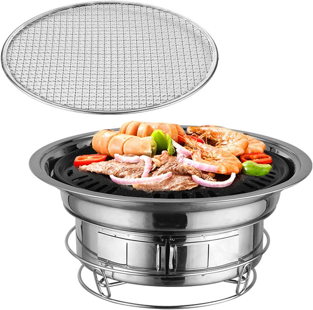 AIZYR Portable Charcoal BBQ Grill, Stainless-Steel Barbecue Grill Household Korean Grill, Charcoal Stove for Camping Picnic Outdoor Parties,L