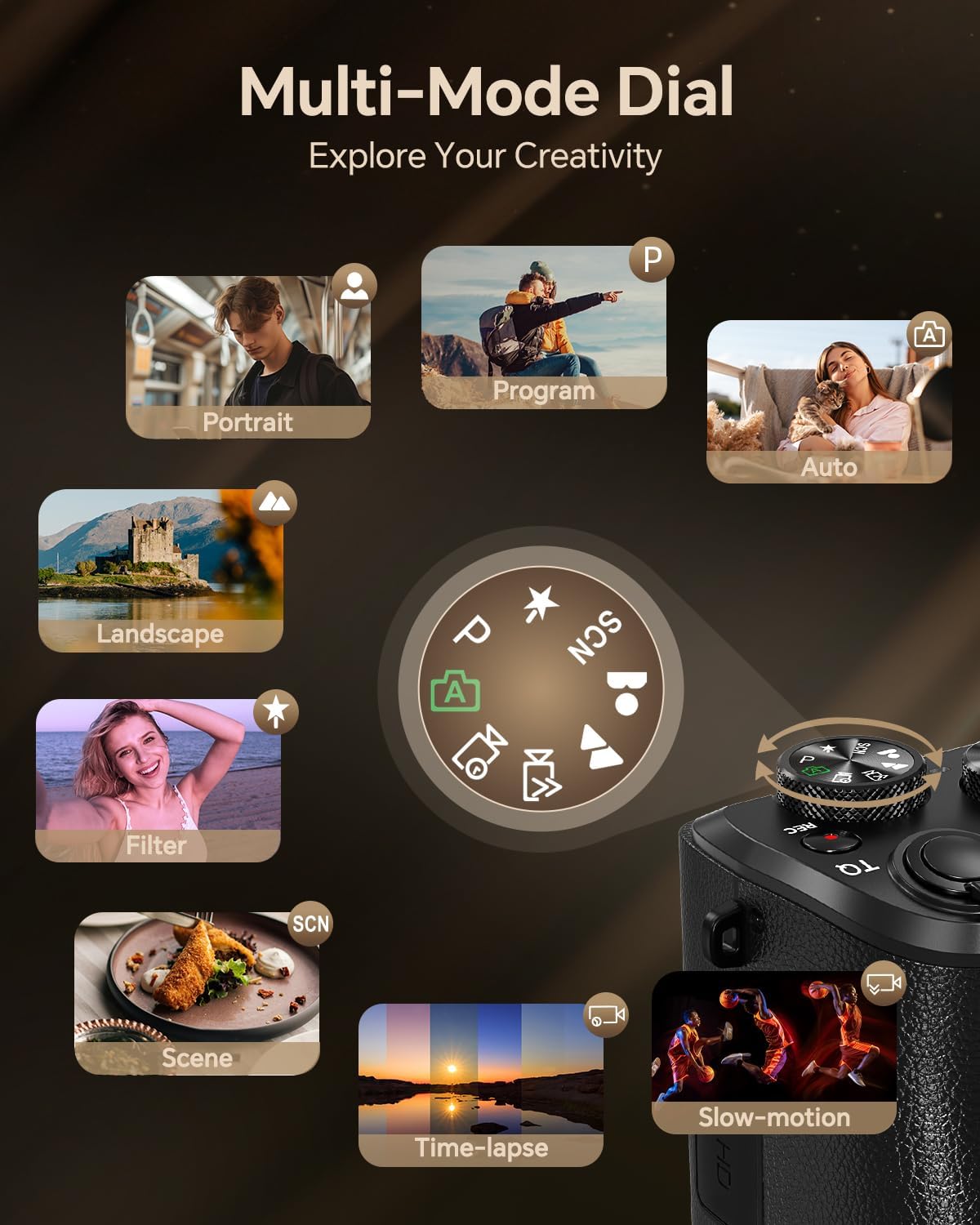 Fulealfly 8K Digital Camera for Photography, 88MP Autofocus WiFi Vlogging Camera for YouTube Video with Front and Rear Lens, Flash, Touch Screen, Lens Hood, 64GB Card, 2 Batteries(Black)