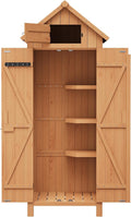 70in Tall Outdoor Storage Shed, Waterproof Wooden Garden Tool Shed with 4 Shelves and Lockable Doors, Vertical Outdoor Storage Cabinet for Patio Yard Lawn