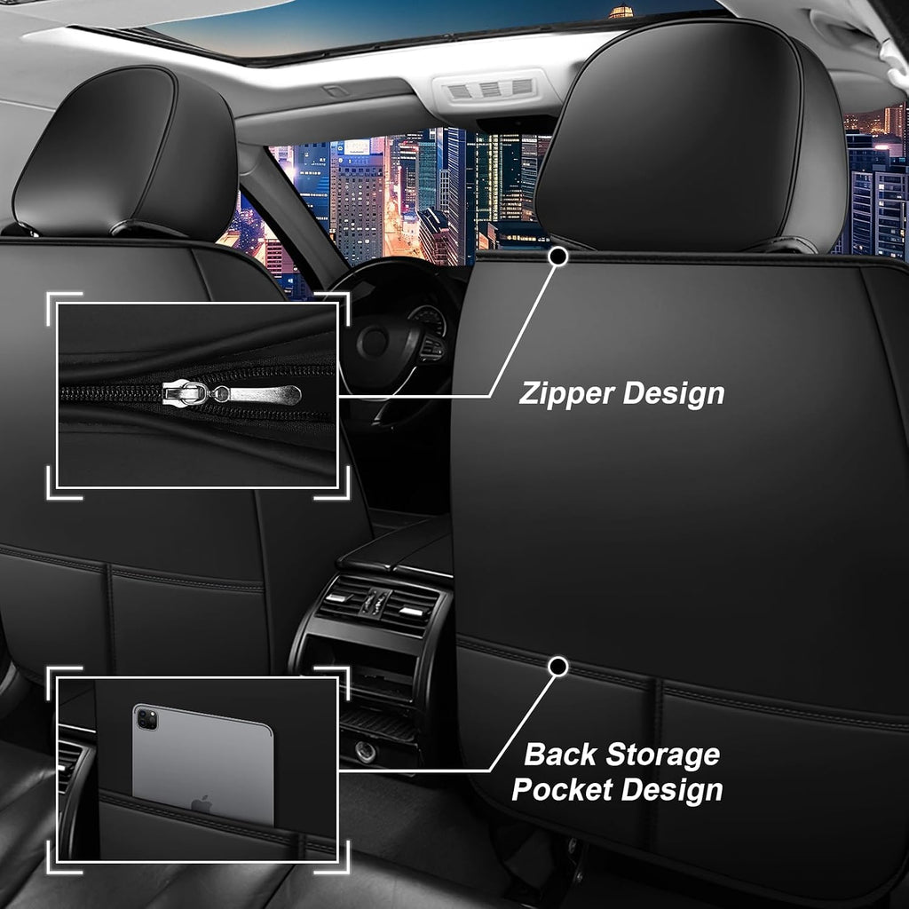Car Seat Cover Full Set for Toyota Grand Highlander Seat Covers 2024-2025, Nappa Leather Waterproof Seat Covers For Cars, Airbag Compatible, Universal Automotive Seat Covers(Luxury Full Set/Black Red)