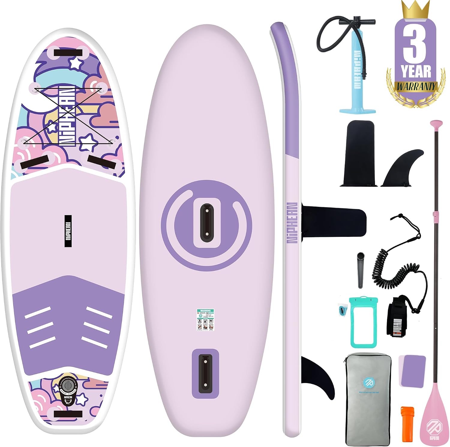 Niphean Inflatable Stand Up Paddle Board with SUP Accessories, Anti-Slip EVA Deck, 10'6'' Inflatable Paddle Boards for Adults & Youth of All Skill Levels