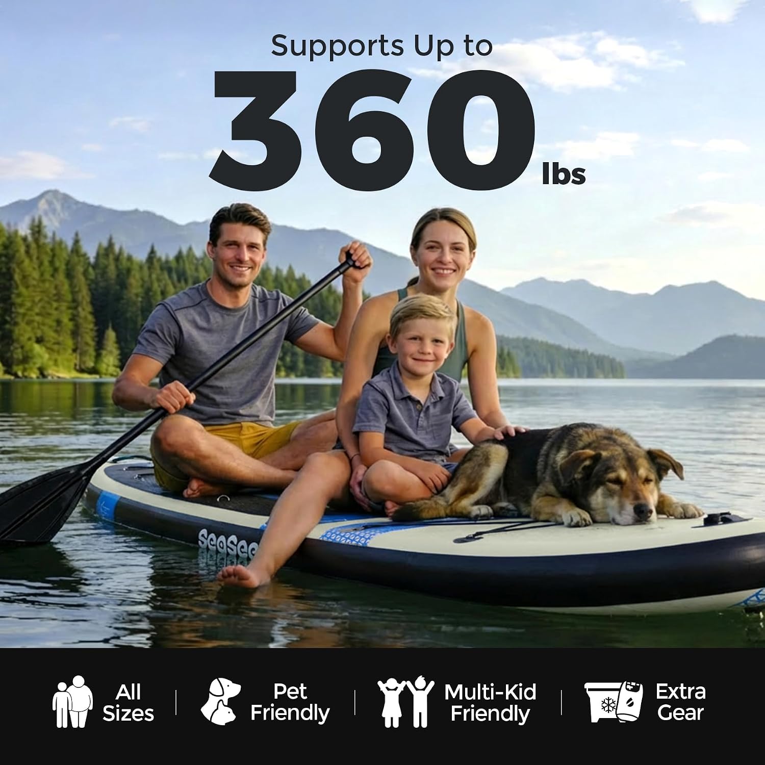 Inflatable Stand Up Paddle Board Includes Paddle, Dual Action Pump, and Accessories 11ft Lightweight iSUP, 33'*6' Wide Stable Design, Anti-Slip EVA Deck, Paddle Board for Adults
