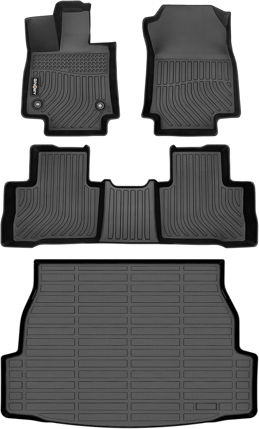 GINOWY-Floor Mats & Cargo Liner for 2019-2025 Toyota RAV4 Hybrid & Plug-in Hybrid (PHEV) 丨TPE All Weather Car Mats Custom Fit Rubber Floor Liners for Toyota RAV4 Hybrid Accessories