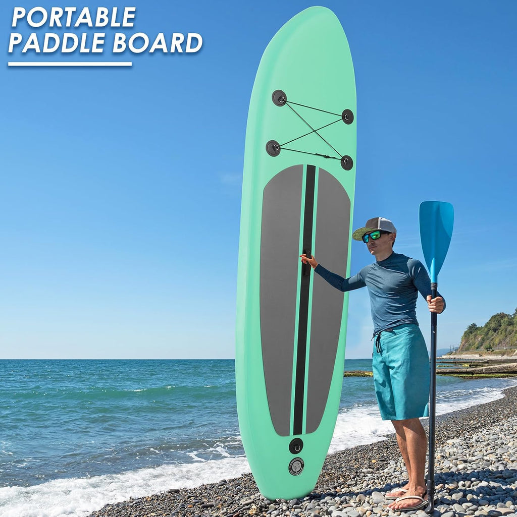 TLSUNNY 12FT Inflatable Stand Up Paddle Board, 3 Fins Paddleboard with Full SUP Accessories for All Skill Levels, Portable Two-Way Hand Pump and Carry Bag, 400LBS