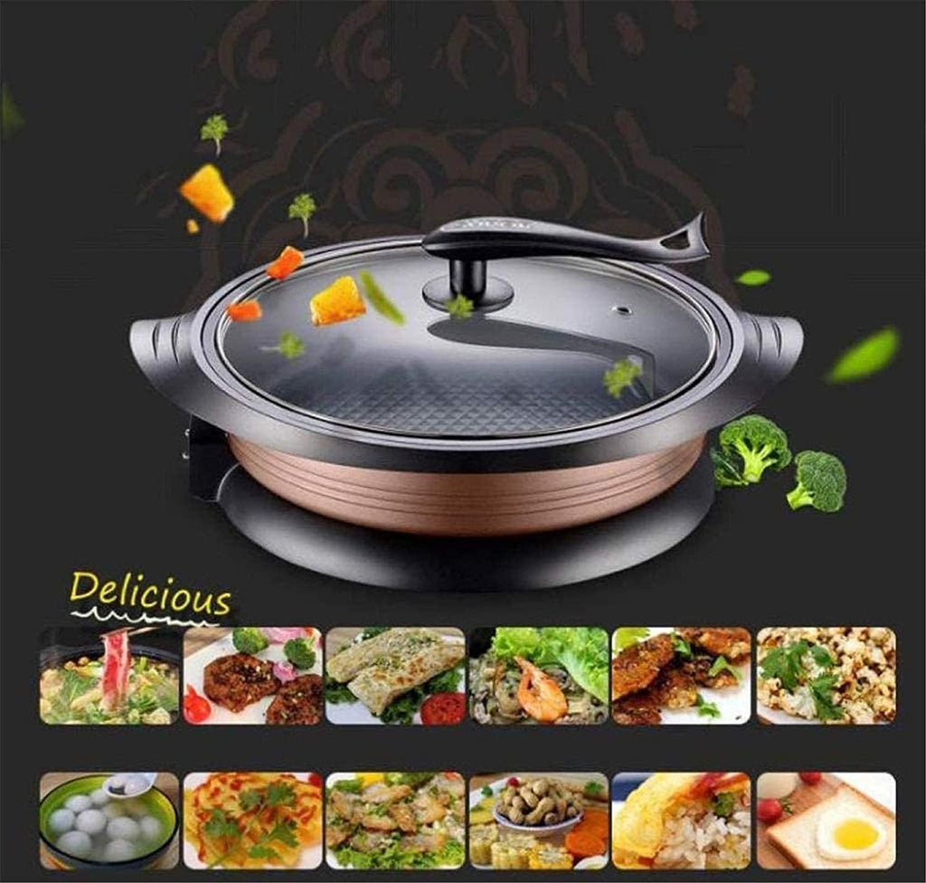 Indoor Korean Barbecue Grill Barbecue Grill 1800W Electric Teppanyaki Non-Stick Table Grill Griddle Smokeless BBQ Hot Plate,High Temperature Resistance and Corrosion Resistance/Frying Pan,Portab