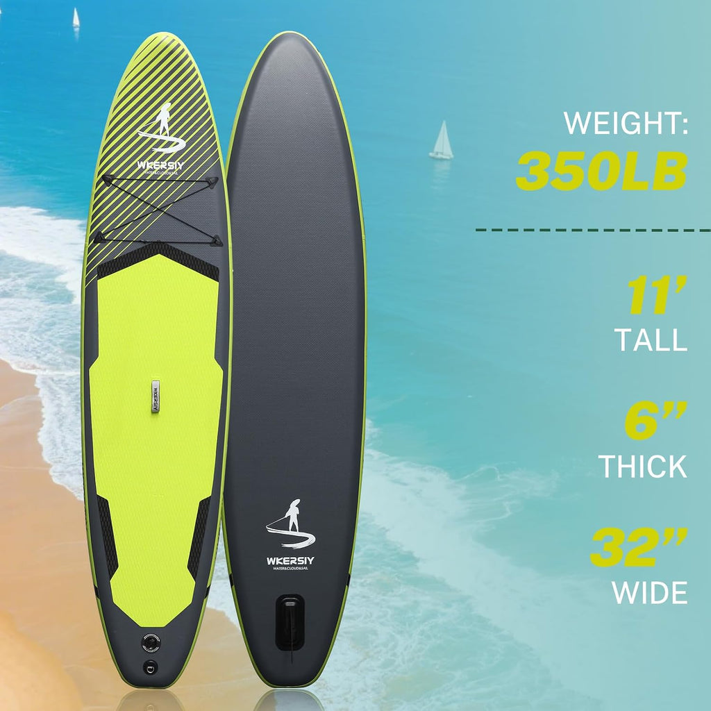 11'32'6 Premium Inflatable Stand Up Paddle Boards with Durable SUP Paddle Board Accessories Wide Stable Design Includes Backpack Required Parts Non-Slip Comfort Deck for Youth & Adults