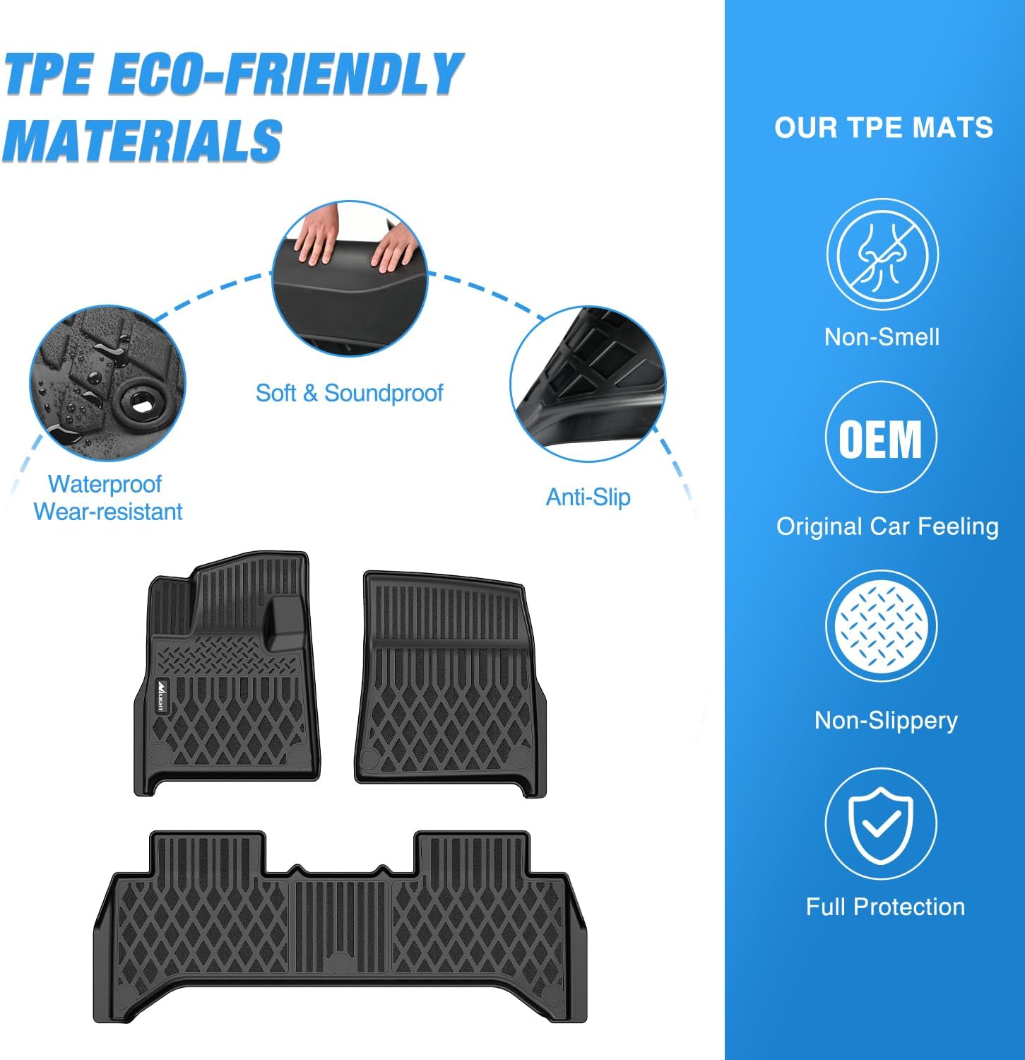 Nilight Floor Mats for Rivian R1T 2025 2026 All Weather Custom Fit Heavy Duty Floor Liners