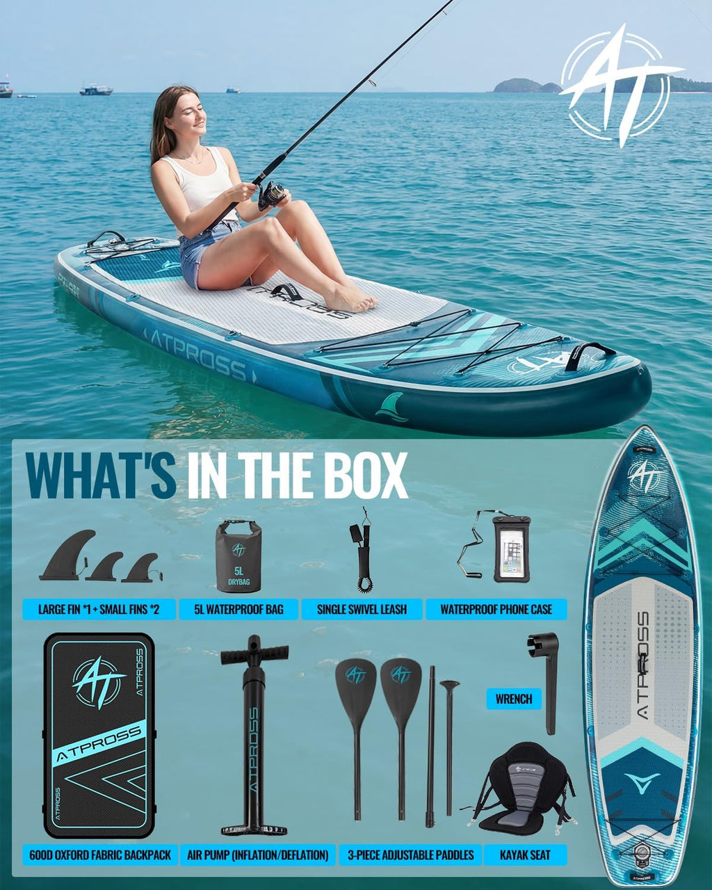 11'6'x35' Inflatable Paddle Board, 450lbs Extra Wide Stand Up Paddleboard for Adults with Premium SUP Accessories Kit & Backpack, Blow Up Kayak Non-Slip Stable Deck Boat for Yoga Fishing Surf