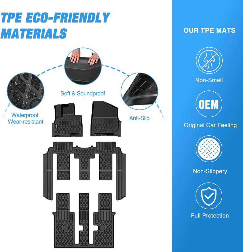 Nilight TPE Floor Mats for Kia Carnival Hybrid 8 Seat 2025 2026 (Not for Fuel) All Weather Custom Fit Heavy Duty Floor Liners