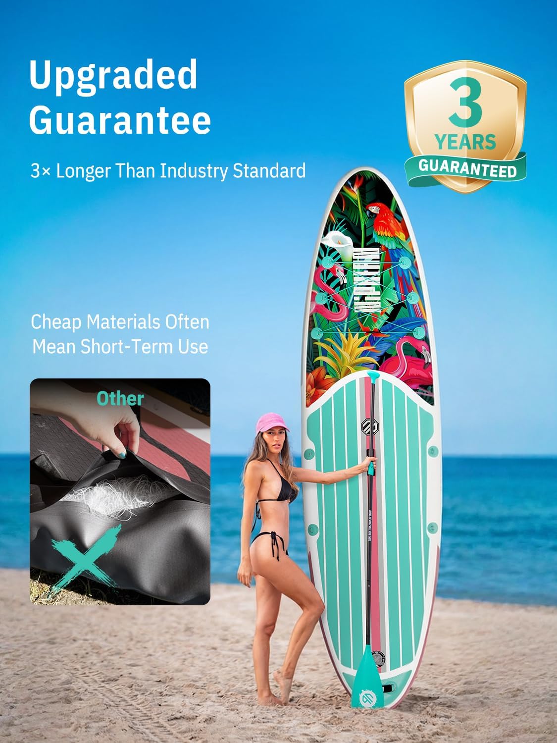 Niphean Inflatable Stand Up Paddle Board with SUP Accessories, Anti-Slip EVA Deck, 10'6'' Inflatable Paddle Boards for Adults & Youth of All Skill Levels