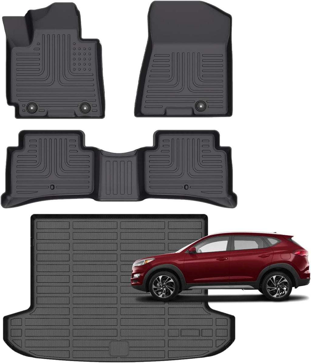 for Hyundai Tucson Floor Mats 2021 2020 2019 2018 2017 2016,Car Mats for Hyundai Tucson All Weather Floor Mats Cargo Floor Liner Accessories 2016-2021