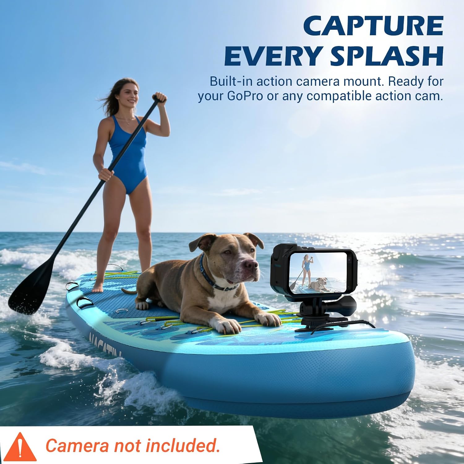NACATIN Inflatable Stand Up Paddle Board,10'6'Upgrade Version Blow Up Paddle Boards for Adults with Premium SUP Accessories& Backpack,Adjustable Paddle,Camera Mount,Hand Pump, for Lake, River, Yoga