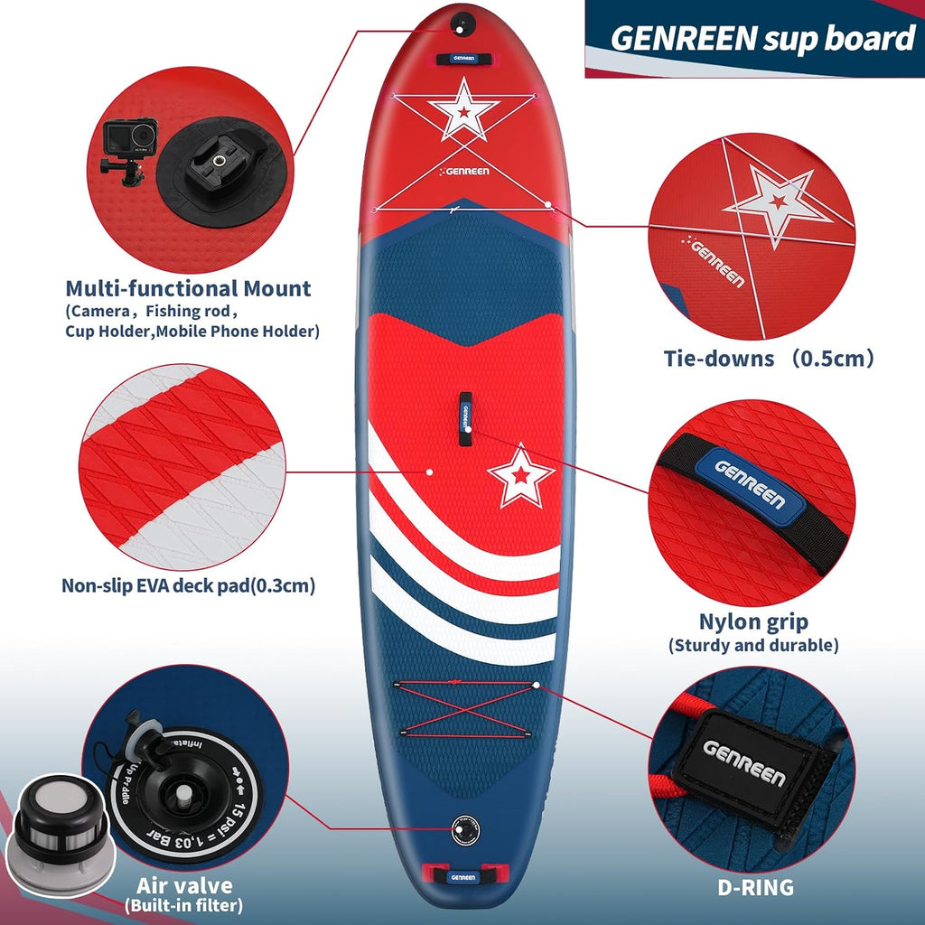 Paddle Board Stand up Paddle Board (Extra Large 11'*33/34') Newly Improved 2 Side Layers 450LBS Quality Inspection×5 (All-Season for JP customers) paddleboards Fishing Family Pet Friendly