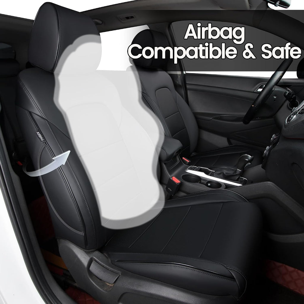 HKZ Custom Fit Tucson Seat Covers for Hyundai Tucson 2016 2017 2018,5-Seats Full Set,Leather (Black,)