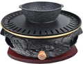 BBQ Barbeque Barbecue Grill, BBQ, Top Korean Smokeless Charcoal Dragon Pattern Cast Iron Grill, Maifan Stone Baking Pan, 18 Styles (Color : P)