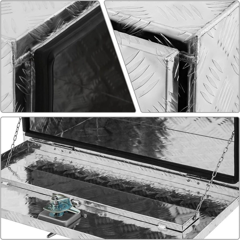 DNA MOTORING Truck Tool Box Lockable Storage Box, Truck Bed Tool Box Truck Bed Organizer Aluminum Truck Tool Boxes for Bed of Truck, w/Lock & Keys, 31.5'L X 19'D X 19'H Silver, TBOX-T5-014-ALU