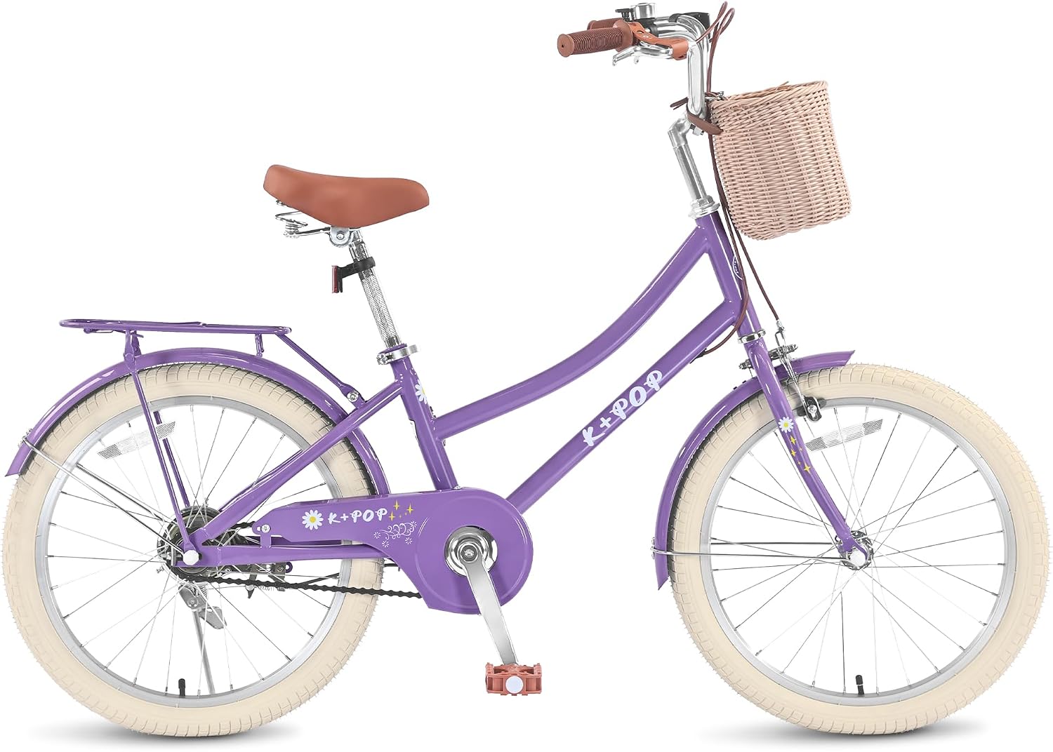 Girls Bikes Ages 8-12, 20 Inch Girls Bike Kids Bicycle with Basket, Lightweight Kids' Bicycles with Front and Rear Brakes, Cruiser Bike for Children, Multiple Colors