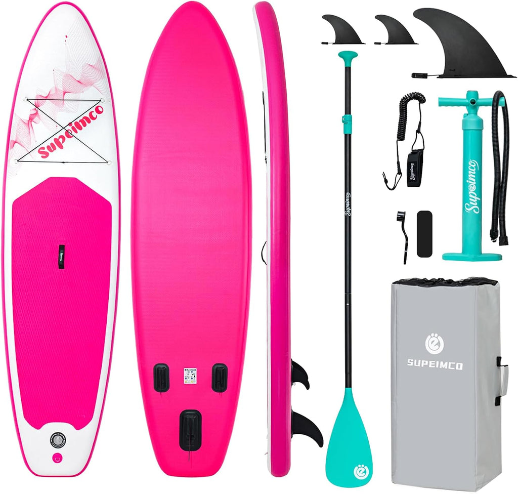Inflatable Stand Up Paddle Board - Upgraded Glue-Free Hot Melt Technology, Long Service Life, 10'6', Anti-Slip EVA Deck, Full SUP Accessories, Included for Adults Youth All Skill Levels