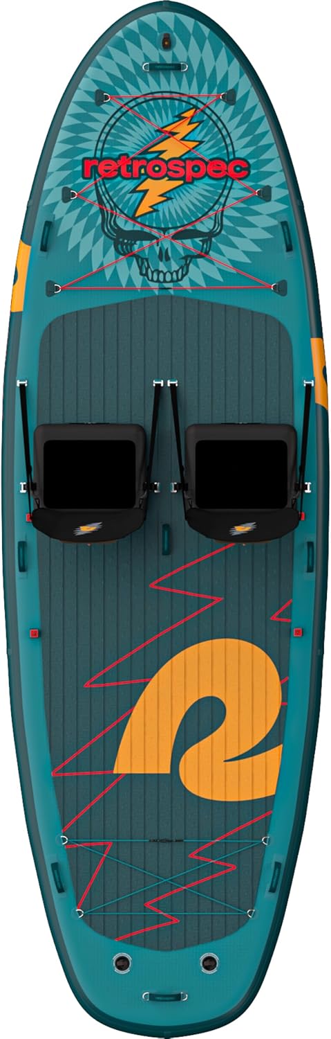 Retrospec Weekender Crew Inflatable Paddle Board - 12ft & 15ft XL Multi-Person iSUP with 400 & 1050lb Capacity & No-Slip Deck - Includes 2 Paddles & Accessories