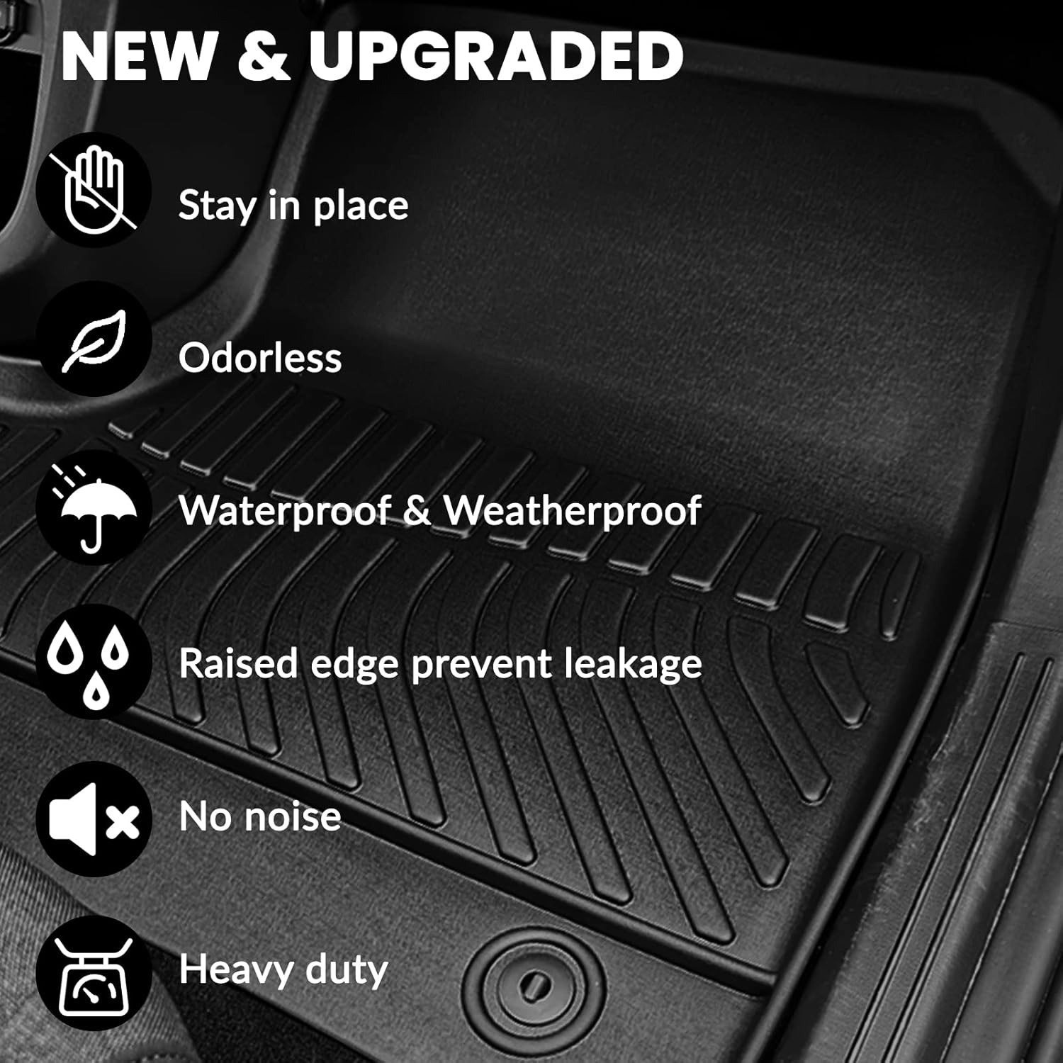 Auxko All Weather Floor Mats Cargo Mat with Backrest Mat for Hyundai Ioniq 5 Limited Movable Center Console 2022-2024 TPE Liners Accessories Guard Odorless Anti-Slip Floor Liners & Trunk Liner