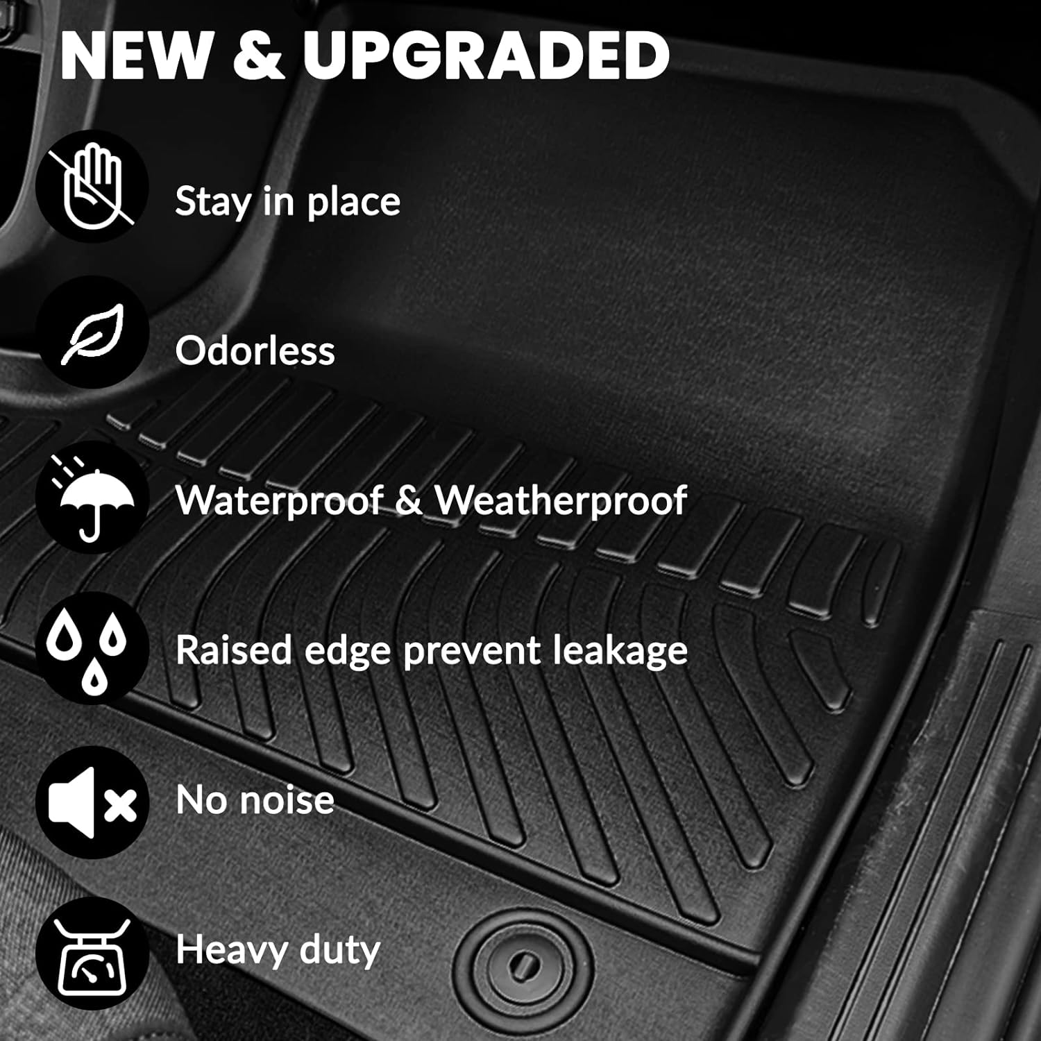 Auxko All Weather Floor Mats Cargo Mat for 2025 2026 Hyundai IONIQ 5 SE/SEL/SE Standard Range Unmovable Console Model TPE Liners All Season Accessories Guard Odorless Anti-Slip Floor Liners Trunk Tray