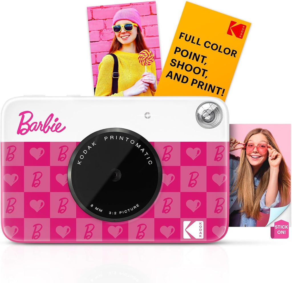 Kodak x Barbie Printomatic Full-Color Instant Print Digital Camera Barbie Starter Bundle (Iconic Style)+ Barbie Deluxe Camera Case + Zink Paper (20 Sheets)