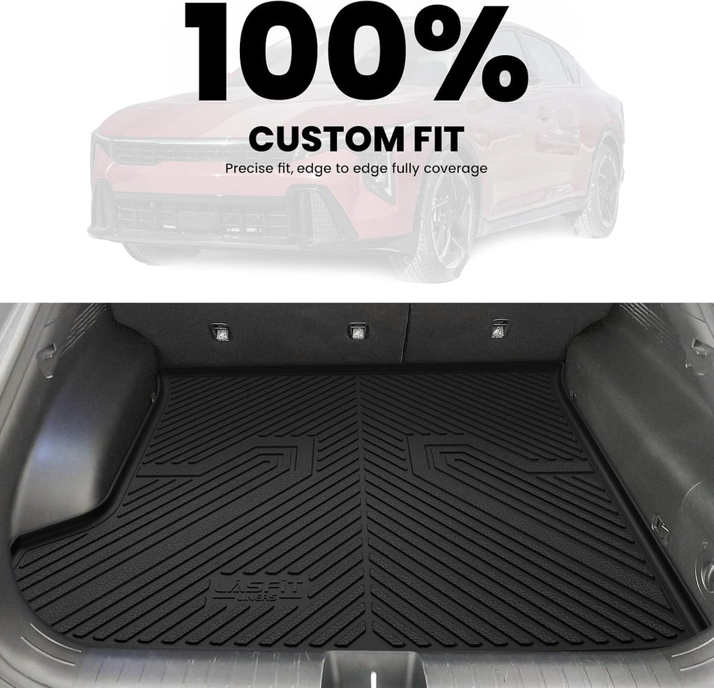 LASFIT Cargo Mat for Kia EV6 2024 2023 2022, All Weather TPE Custom Fit Easy Clean Car Trunk Mat for Kia EV6 2022-2024 Cargo Liner, Black