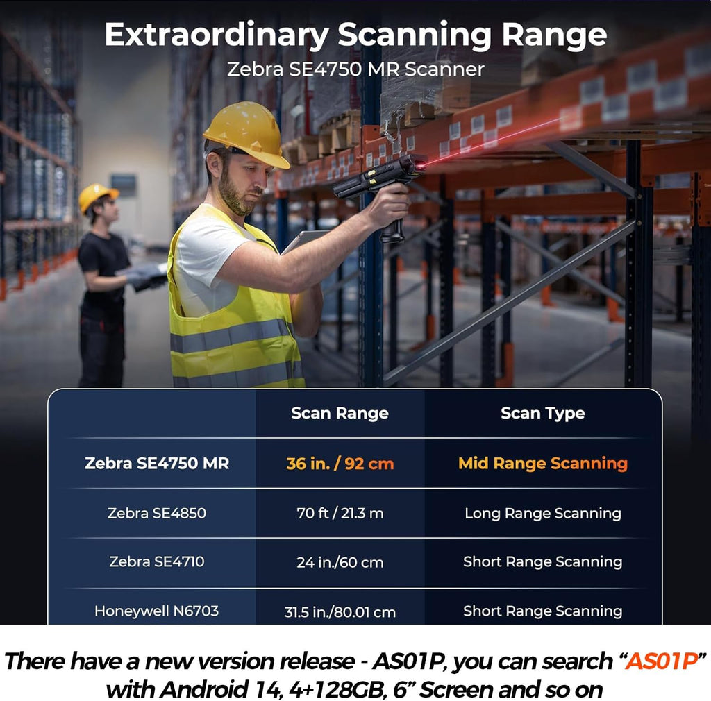 MUNBYN 2026 Android 13 Barcode Scanner PDA083, Equip with Zebra Mid Range 4750MR Scanner, Inventory Handheld PDA with Pistol Grip, 1D/2D/QR Code for Warehouse Logistics