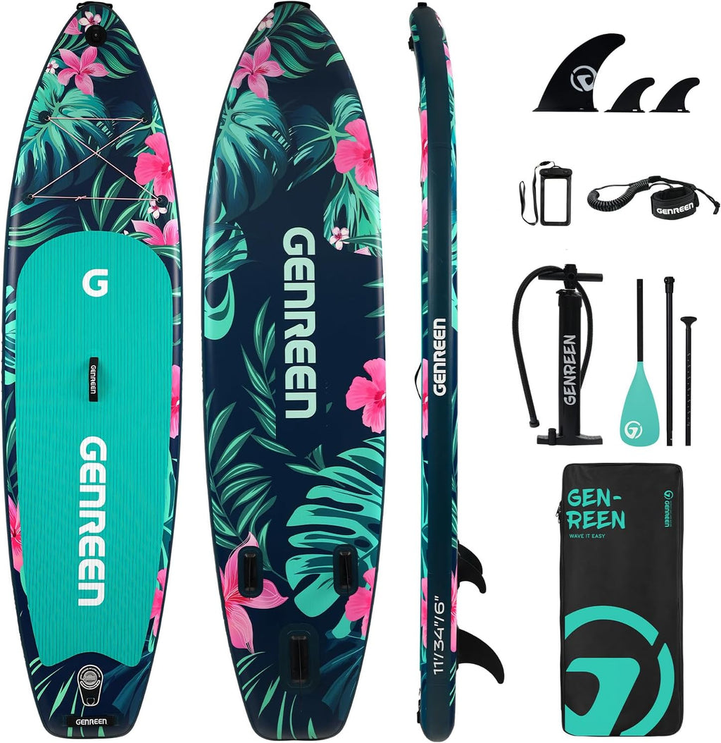 Paddle Board Stand up Paddle Board (Extra Large 11'*33/34') Newly Improved 2 Side Layers 450LBS Quality Inspection×5 (All-Season for JP customers) paddleboards Fishing Family Pet Friendly