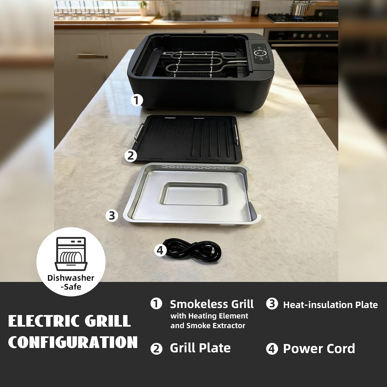 Indoor Smokeless Electric Grill, 1100W Korean BBQ Grill, LED Smart Display, Tempered Glass Lid, Non-stick Removable Plate