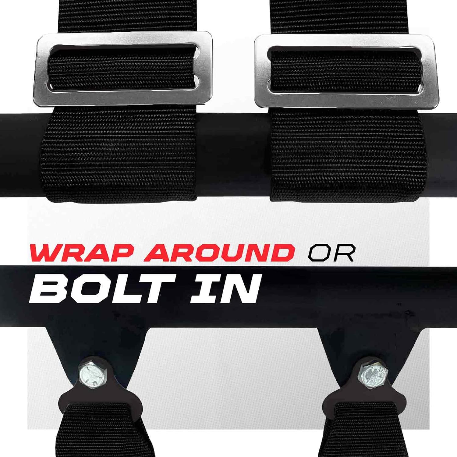 50 Caliber Racing 4 Point Harness - Ultra Kush Padding Safety Restraint System for UTV ATV SXS - Quick Release Latch - 9 Colors Available - Professional Grade [6008] 1pc Black