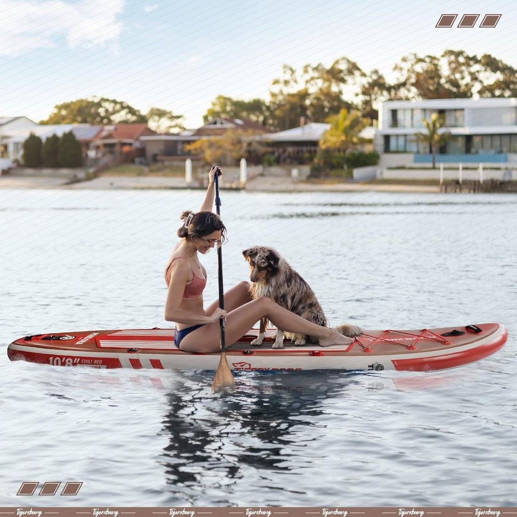 TIGERXBANG Paddle Board, 10.8' Stand Up Paddle Board with Premium Complete Inflatable SUP Accessories, Extra Wide Paddleboards for Adults & Kids-Pandora Collection