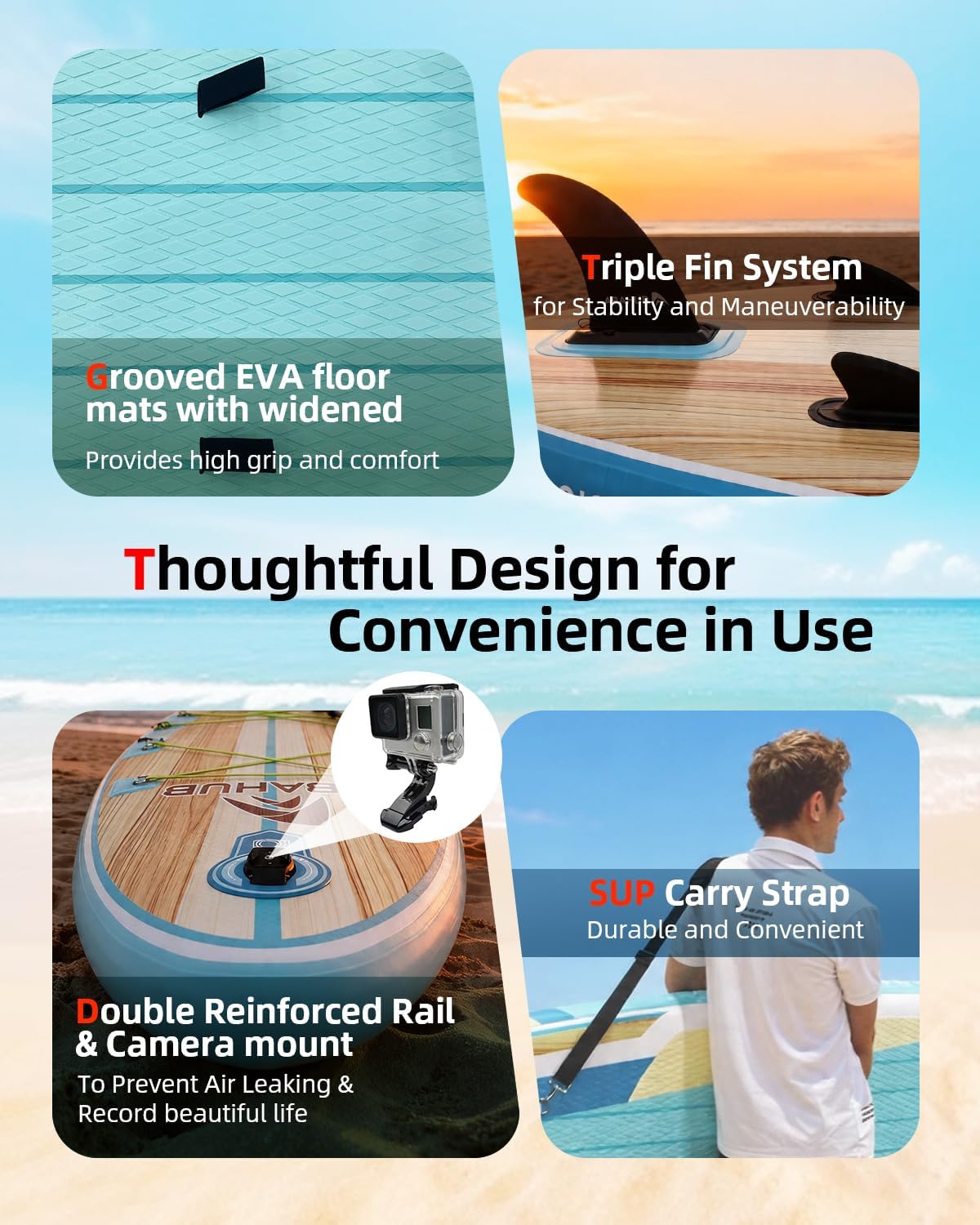 Abahub Inflatable SUP, Wide 10'6' x 31'/34' iSUP, Standup Paddleboard with Adjustable SUP Kayak Paddle, for Yoga, Paddle Board, Kayaking, Surf, Canoe, Fishing