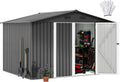 DWVO 10'x8' Large Metal Outdoor Storage Shed, Heavy Duty Tool Storage Sheds for Backyard Patio Lawn - Ideal for Bicycles, Garden Tools, and Lawn Equipment, Easy-to-Assemble, Dark Gray