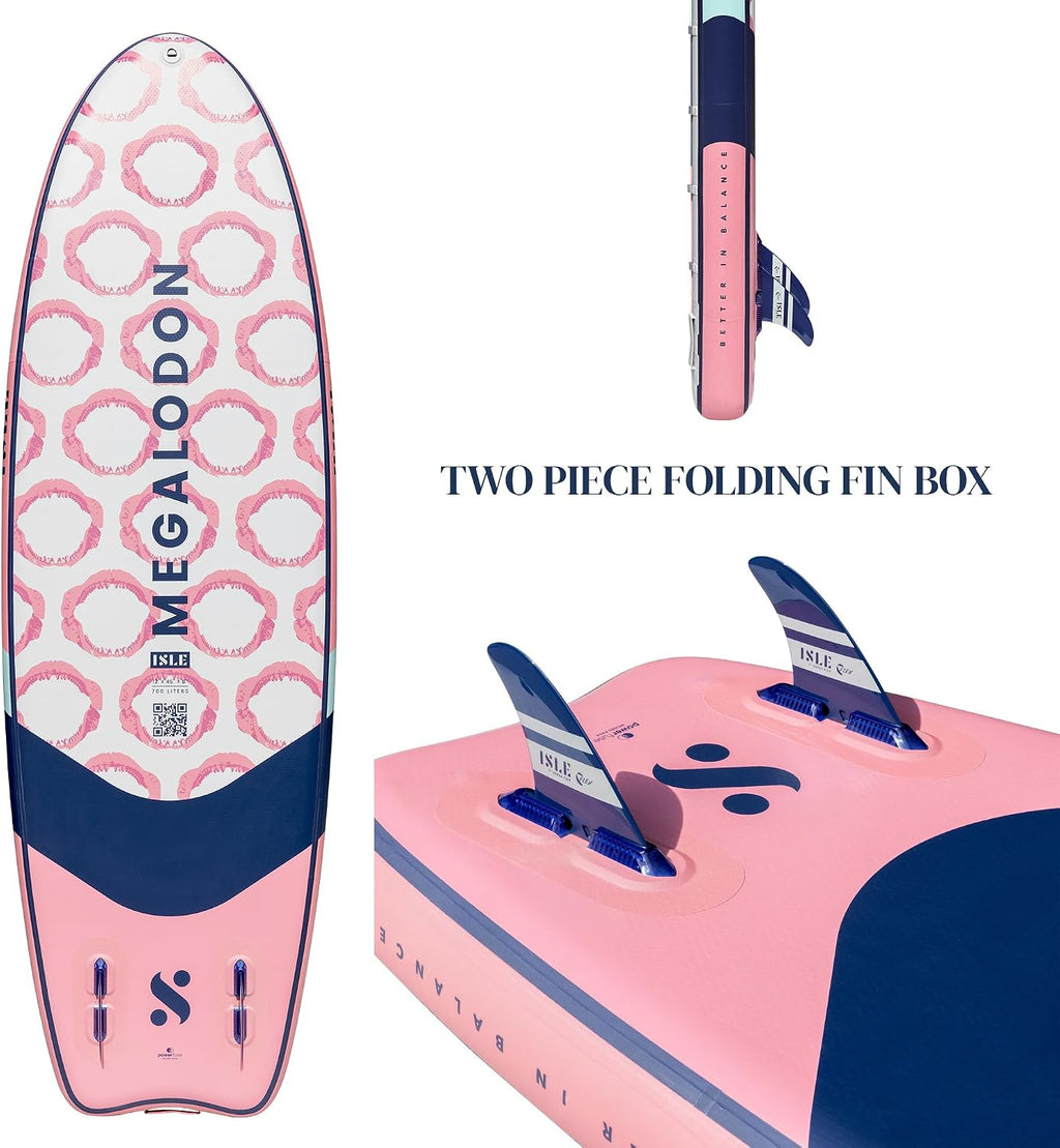 ISLE Megalodon Inflatable Stand Up Paddle Board & iSUP Bundle Accessory Pack - Up to 1,050 lbs Capacity — Durable, Lightweight, Stable — 12' L x 45' W x 8' OR 15' L x 56' W x 8'