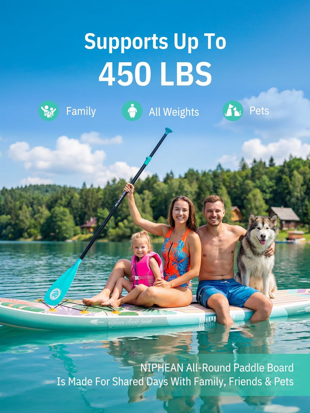 Niphean Inflatable Stand Up Paddle Board with SUP Accessories, Anti-Slip EVA Deck, 10'6'' Inflatable Paddle Boards for Adults & Youth of All Skill Levels