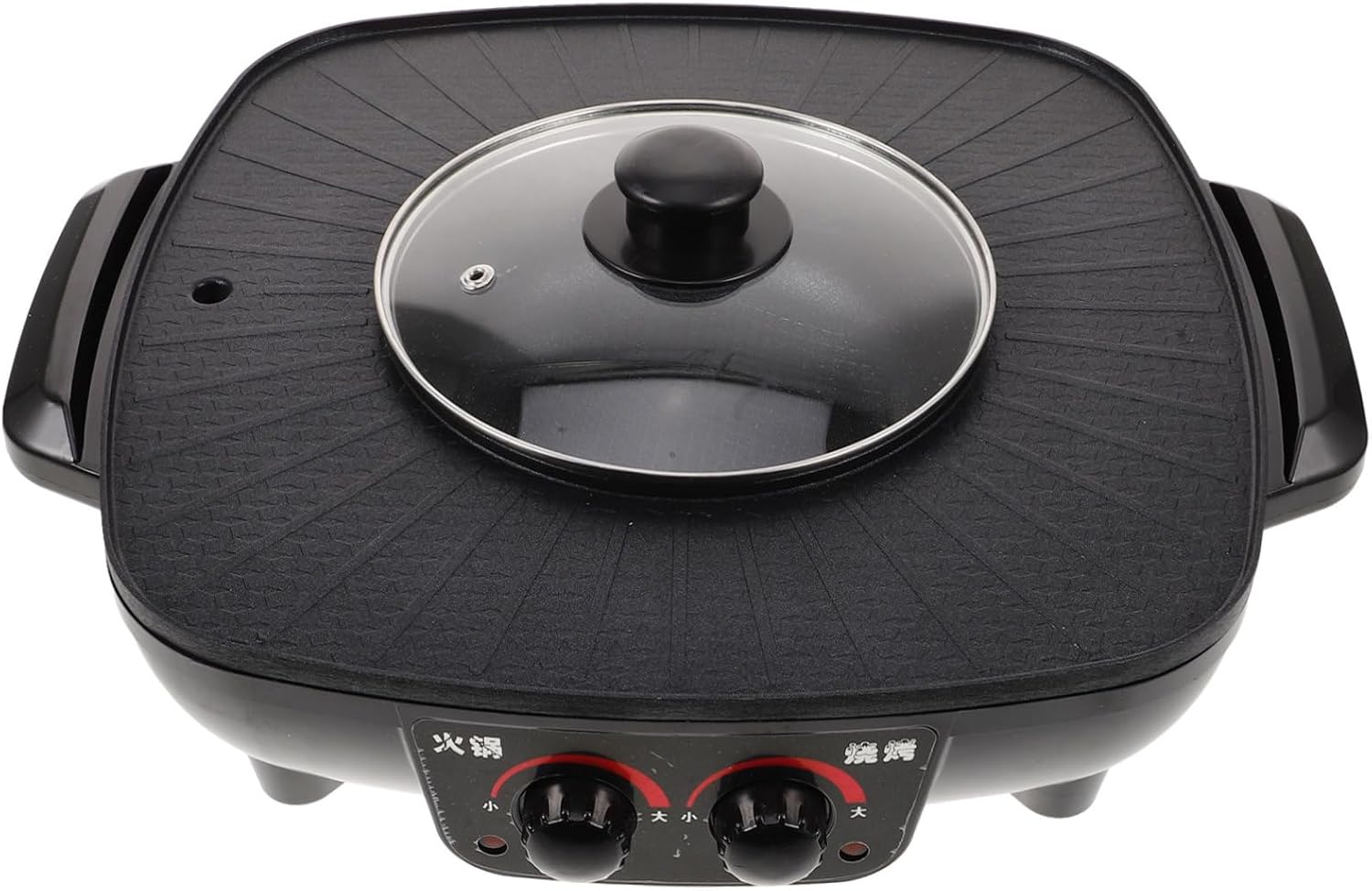Indoor Electric Grill Bbq Pot Multi-function Hot Pot Cookware Smokeless Non-stick Surface Triangle Plug Electric Barbecue Grill for Family Restaurant