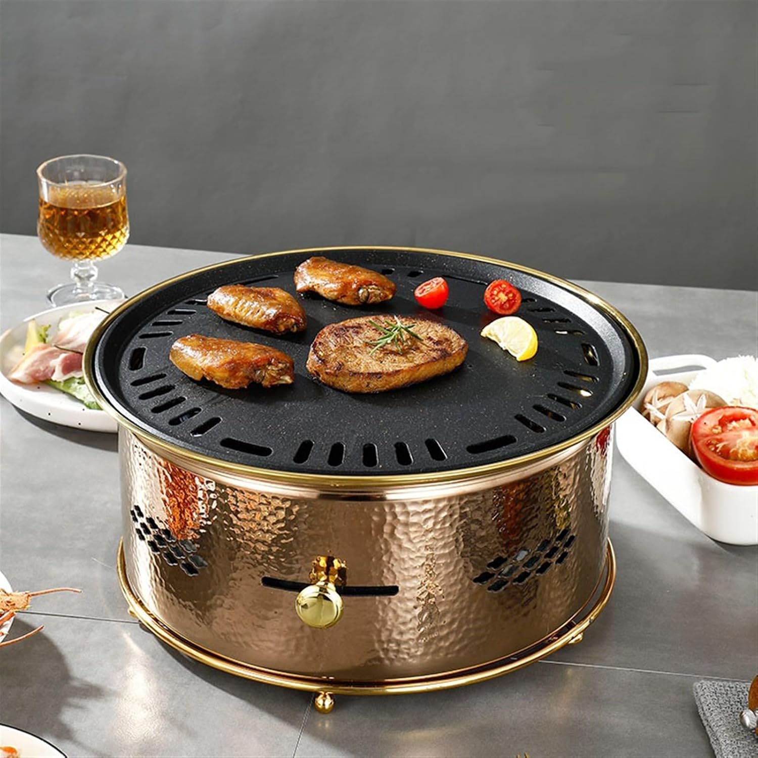 Charcoal Grill,Indoor BBQ Grill,Portable Charcoal Stove, Non Stick Tabletop BBQ Grill, Korean BBQ Grill for Household Outdoor Cooking Camping Tailgati