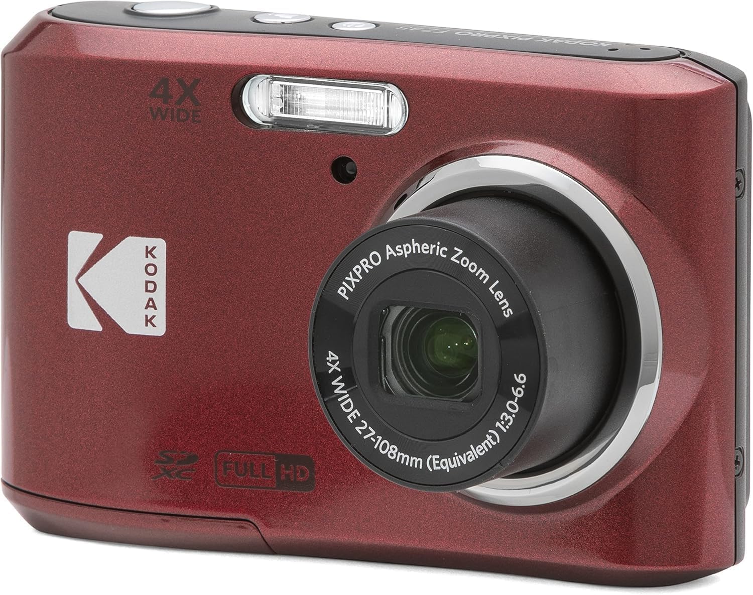 KODAK PIXPRO FZ45 16MP CMOS Sensor Digital Camera 5X Optical Zoom with Sunshine Photo Microfiber Cleaning Cloth (Advanced Bundle, Red)