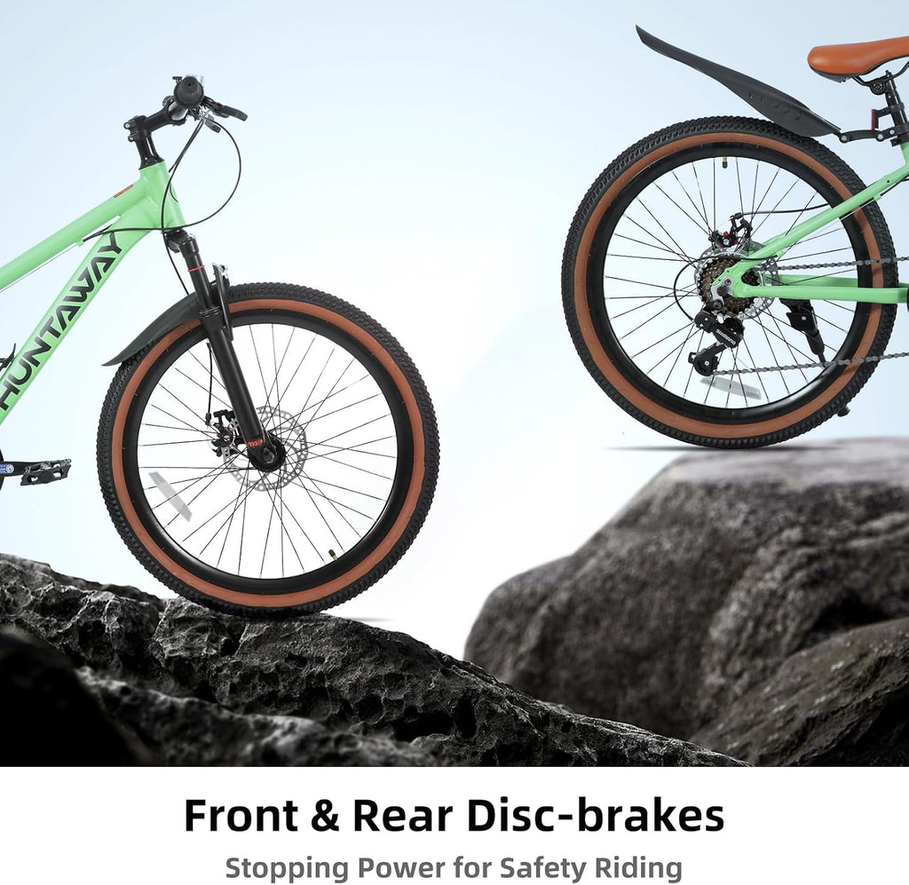 KEANO Huntaway 20 24 Inch Kids Bike for Boys & Girls Ages 7-12 Years Hardtail Mountain Bike for Kids with Aluminum Frame and 7-Speed Drivetrain Children Bicycle