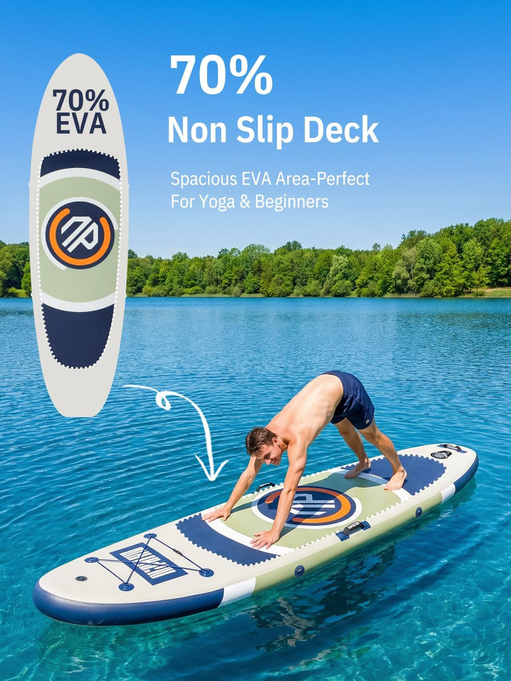 Niphean（Ultra-Light） Inflatable Paddle Board with StabilTrac Fin and Durable SUP Accessories, 10' Stand Up Paddle Boards for Adults & Youth, Versatile Yoga Paddle Board, Gift Ideas