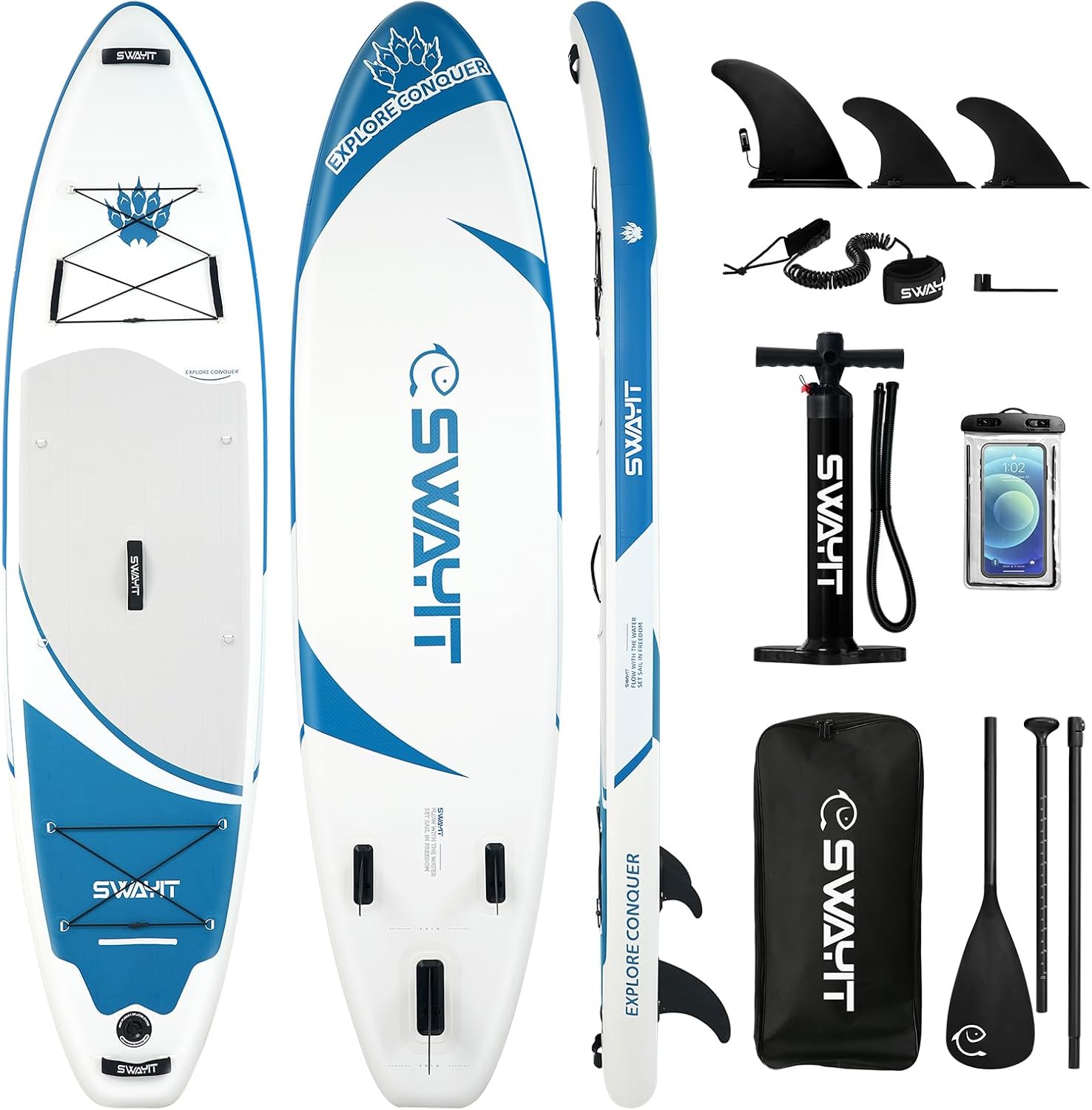 Inflatable Stand Up Paddle Board – Durable SUP for Adults & Youth,33' Wide Blow Up Paddle Board with Paddle, Pump, Backpack,Leash – All Around Stable for All Skill Levels, Carries up to 450 lbs