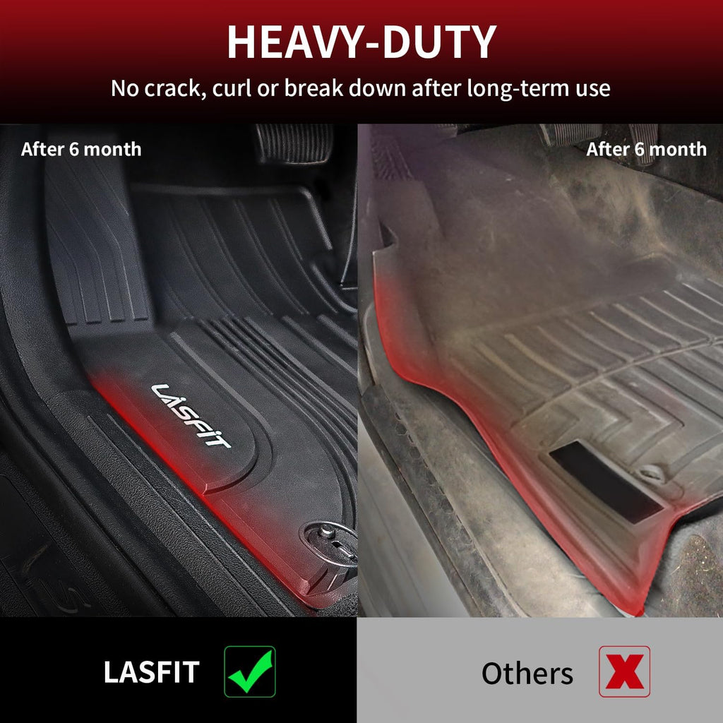 LASFIT Floor Mats for Hyundai Santa Fe 2021 2022 2023 (Only Fit Gas, Not Fit Hybrid or PHEV), All Weather TPE Custom Fit Car Floor Liners 1st & 2nd Row Mats Accessories, Black