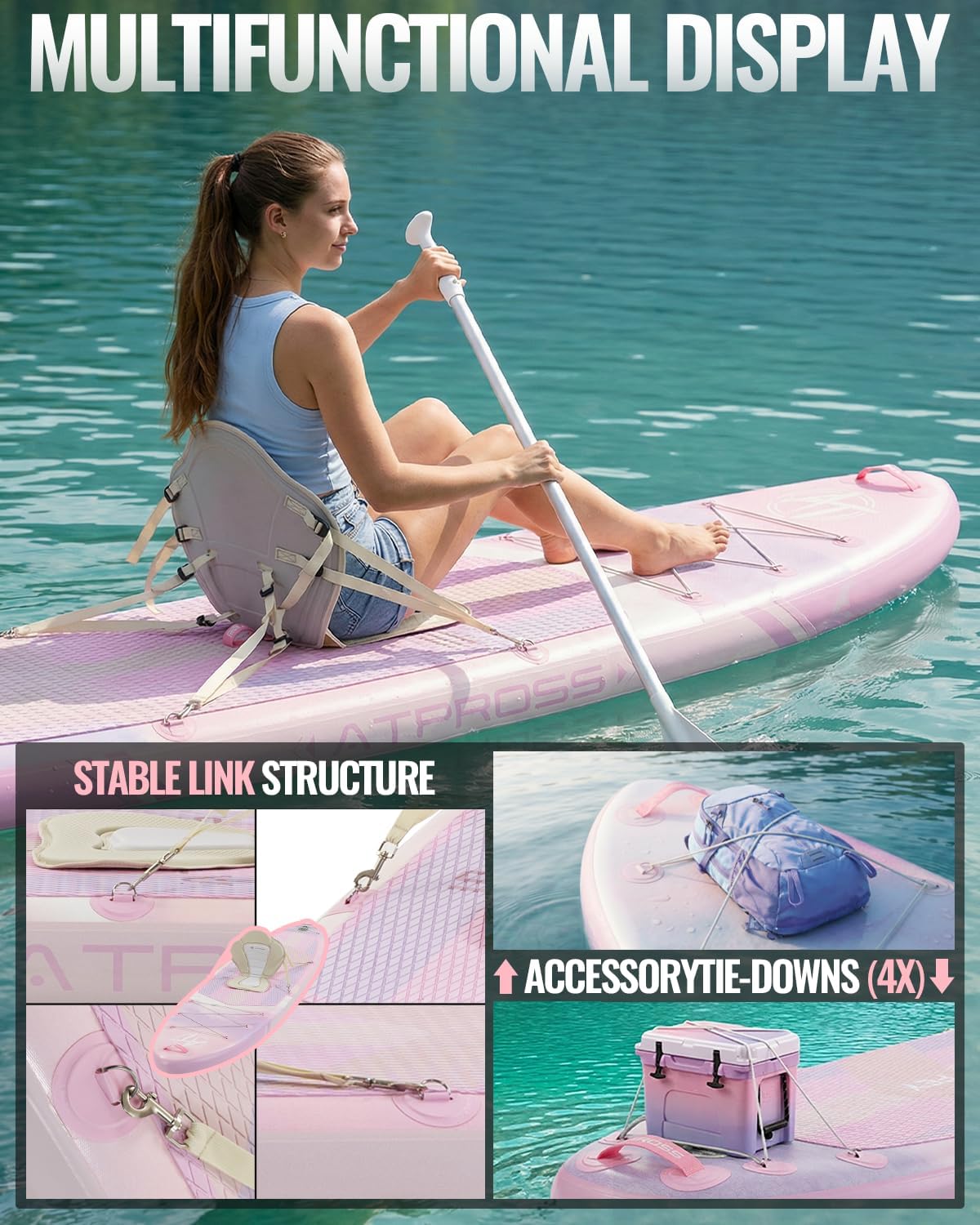 11'6'x35' Inflatable Paddle Board, 450lbs Extra Wide Stand Up Paddleboard for Adults with Premium SUP Accessories Kit & Backpack, Blow Up Kayak Non-Slip Stable Deck Boat for Yoga Fishing Surf
