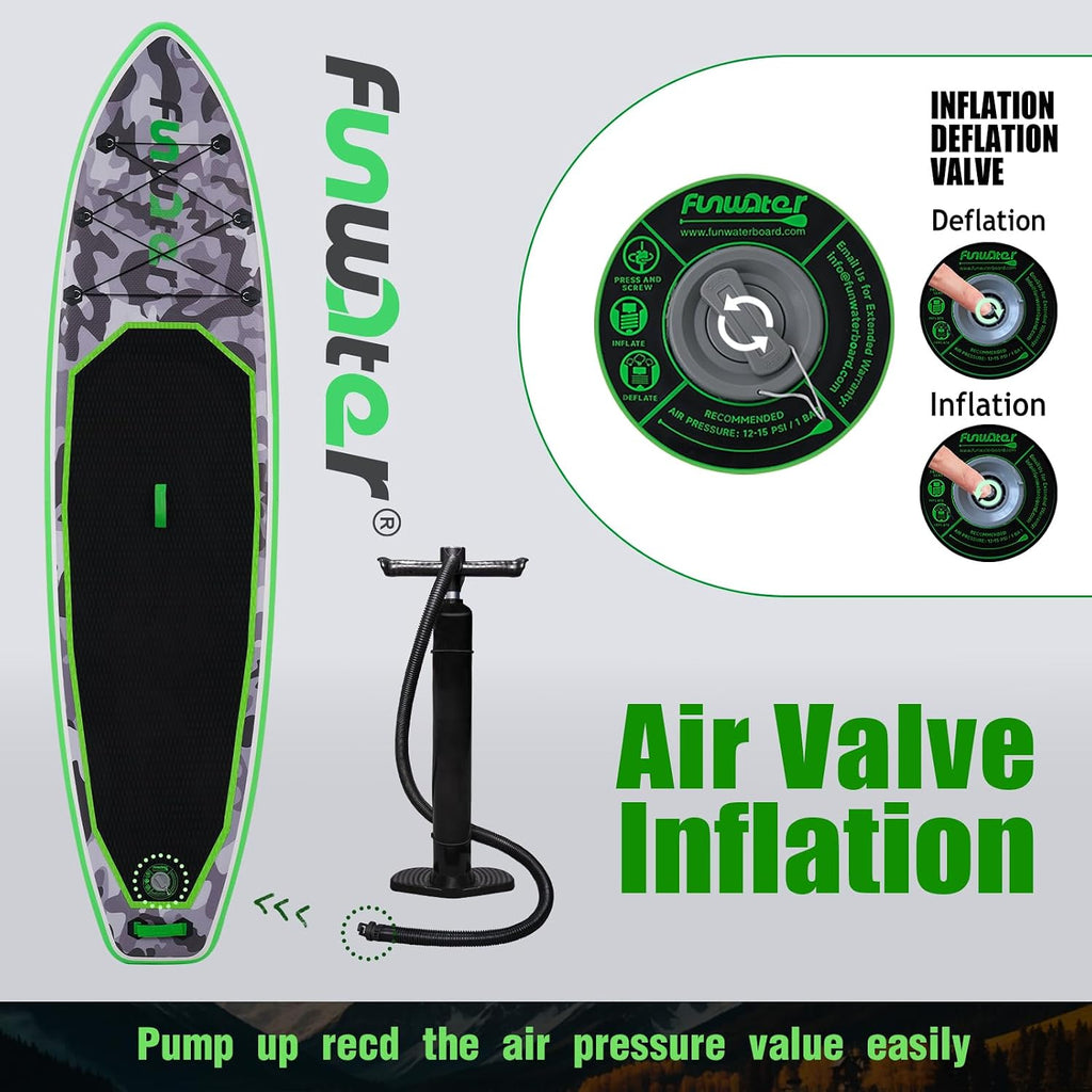 FunWater Inflatable Stand Up Paddle Board with Premium SUP Paddleboard Accessories, Anti-Slip EVA Deck, 11'6''/11'/10'6'' Paddle Boards for Adults & Youth of All Skill Levels