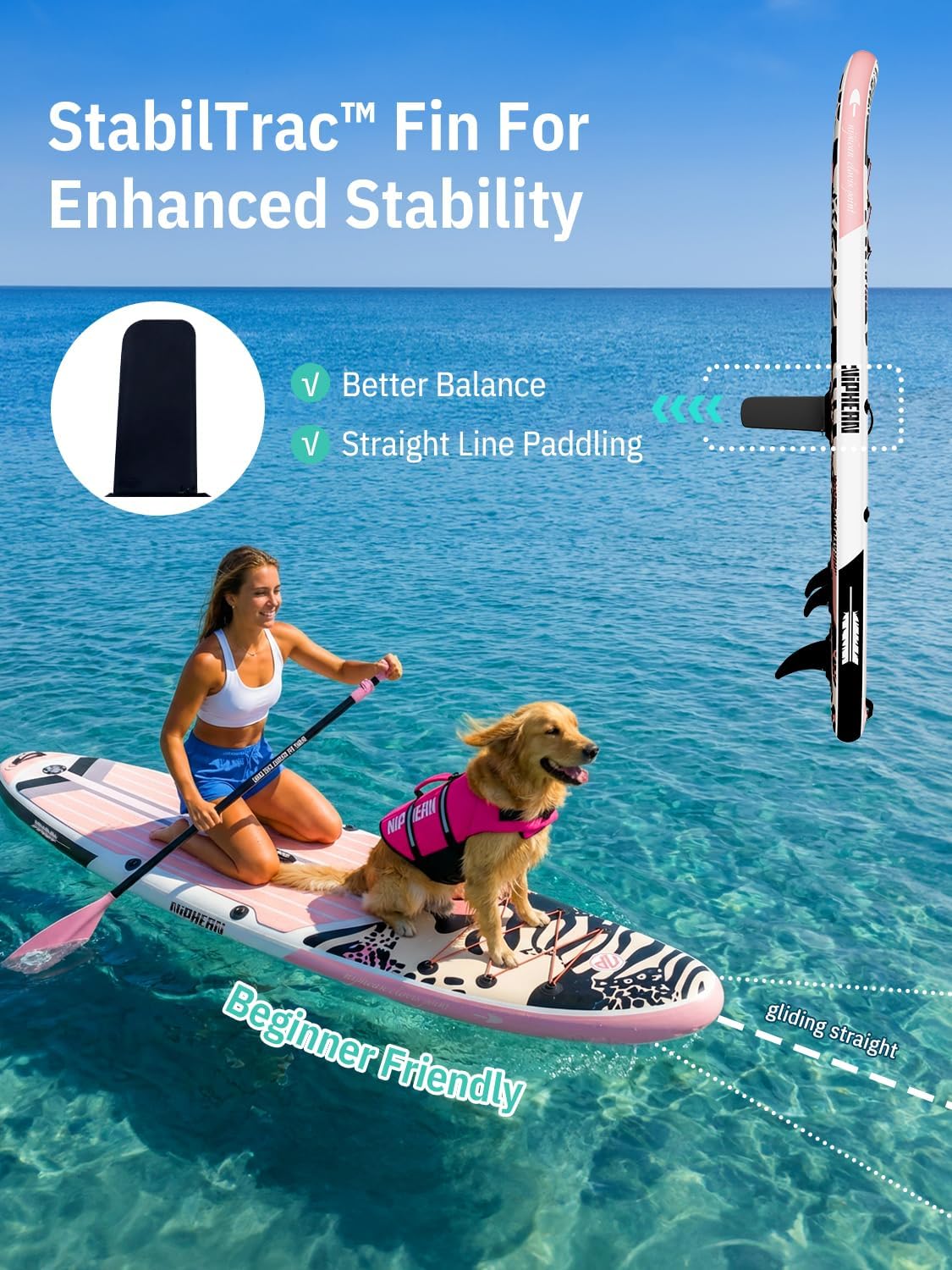 Niphean Inflatable Stand Up Paddle Board with SUP Accessories, Anti-Slip EVA Deck, 10'6'' Inflatable Paddle Boards for Adults & Youth of All Skill Levels