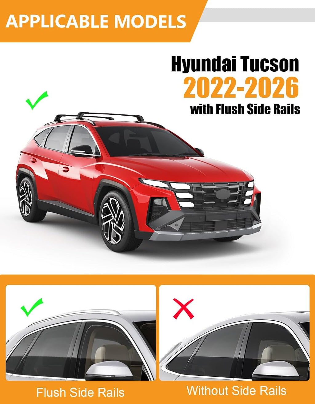 KINGGERI 330lbs Lockable Roof Rack Cross Bars Compatible with Hyundai Tucson 2022-2026 SE SEL N Line Limited NX4 Hybrid, Heavy Duty Anti-Theft Aluminum Roof Rails Crossbars Carrier Luggage Kayak