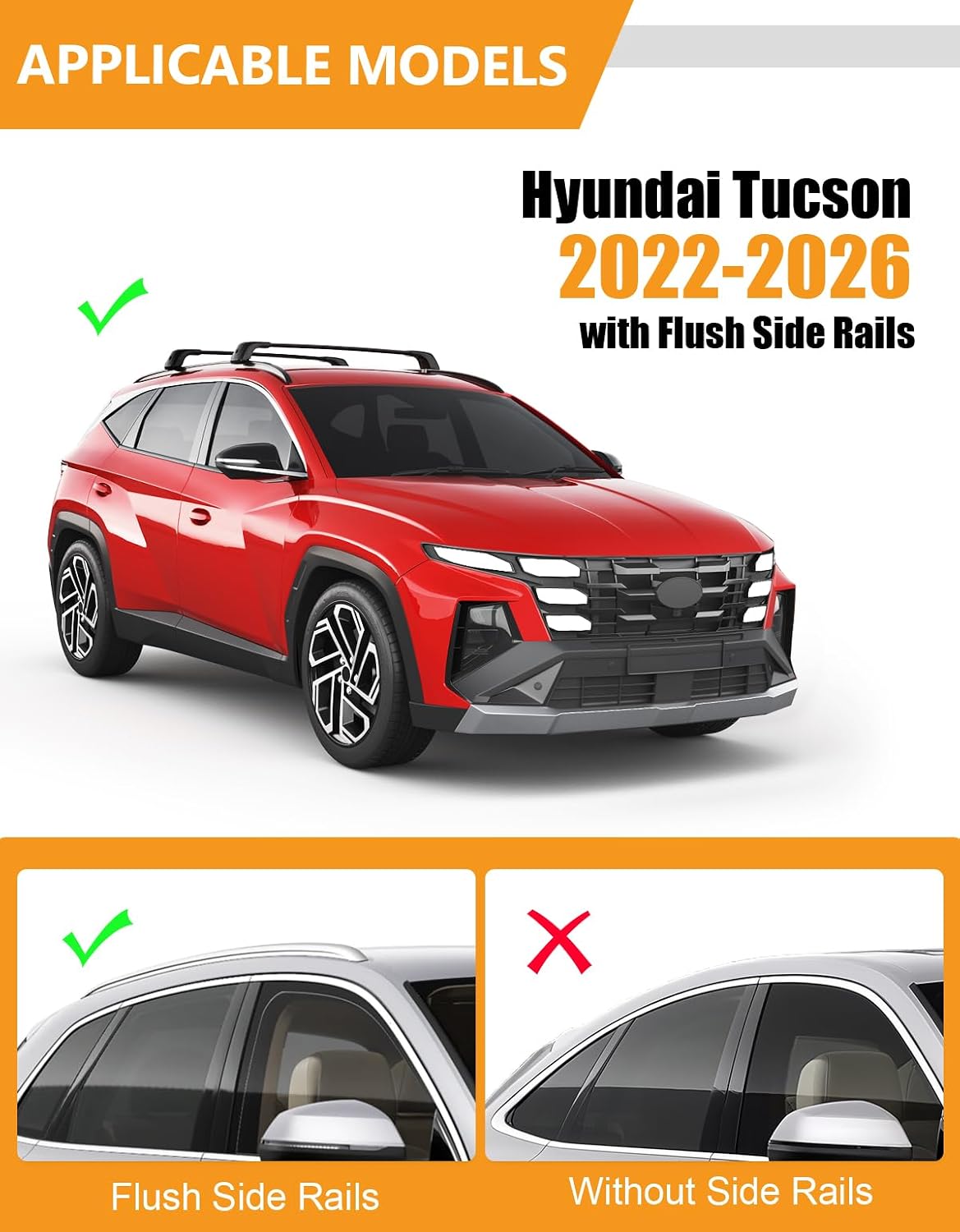 KINGGERI 330lbs Lockable Roof Rack Cross Bars Compatible with Hyundai Tucson 2022-2026 SE SEL N Line Limited NX4 Hybrid, Heavy Duty Anti-Theft Aluminum Roof Rails Crossbars Carrier Luggage Kayak