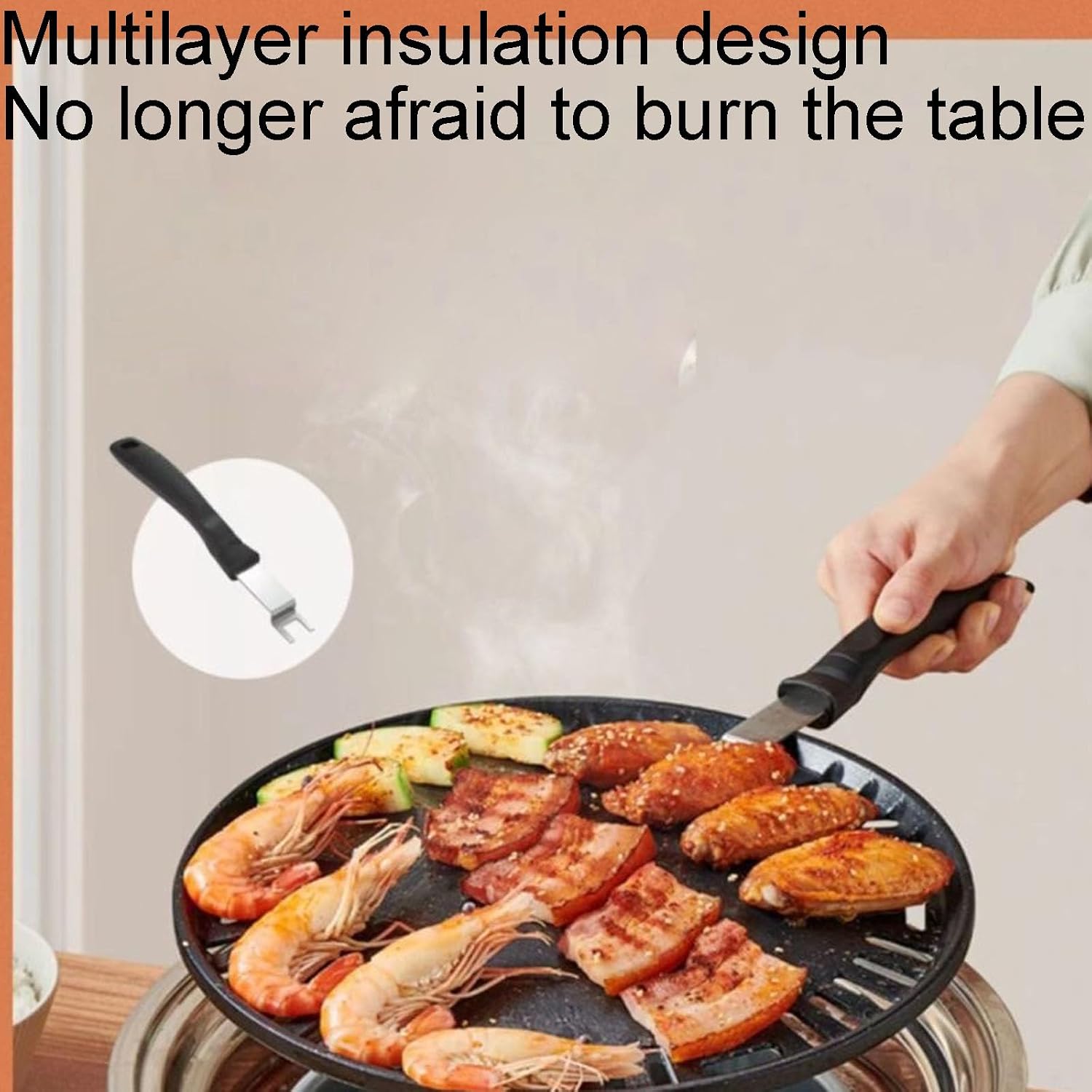 Korean BBQ Grill, Adjustable Air Vent Design, Thickened Non-Stick Grill Plate, Perfect for Family Gatherings, Suitable for 3-4 People