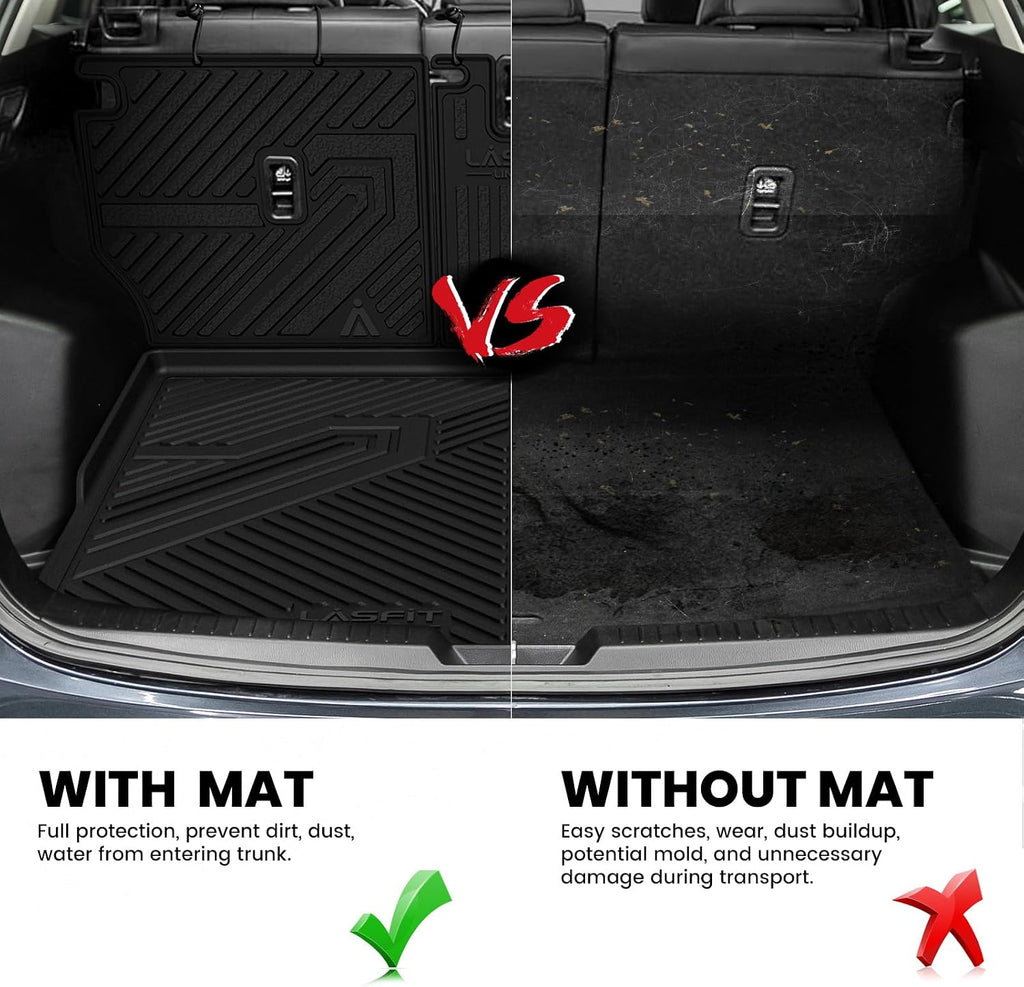 LASFIT Cargo Trunk Mat with Backrest Mats for Mazda CX5 2025 2024 2023 2022 2021 2020 2019 2018 2017 All Weather TPE Rear Cargo Liner Custom Fit Waterproof CX 5 Seat Back Mat Accessories, Black